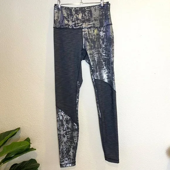 Lululemon Wunder Under High Rise Tight Leggings Silver Black Brindle Foil - Picture 6 of 10